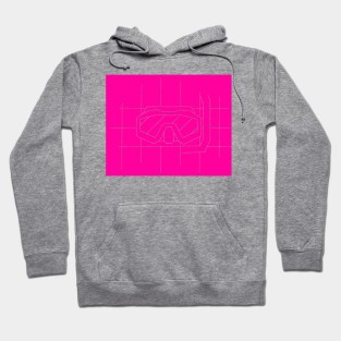 REVERSED GRID DRAWING OF A DIVE MASK pink Hoodie